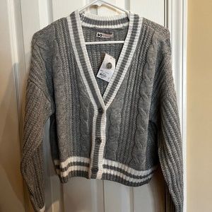 Women's Grey Button Up Sweater - Size Medium - NWT